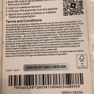 Roblox Gift Card with Scratch-Off code
